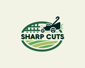 Lawn Mower Grass Landscaping logo design