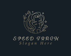 Gold Floral Woman Cosmetics Logo