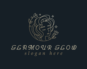 Gold Floral Woman Cosmetics logo