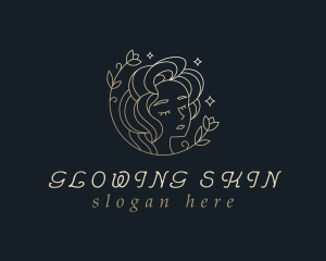 Gold Floral Woman Cosmetics logo