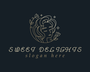 Gold Floral Woman Cosmetics logo