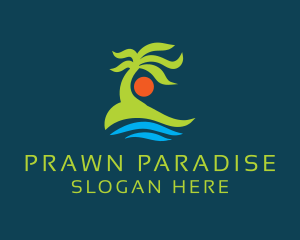 Palm Tree Sun Sea logo design