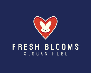 Cute Heart Rabbit logo design