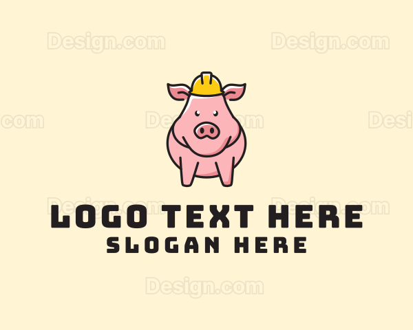 Construction Worker Pig Logo