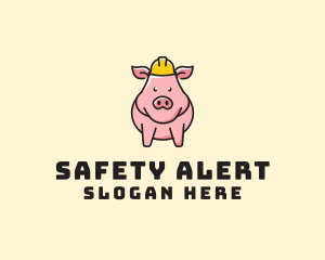 Construction Worker Pig logo design