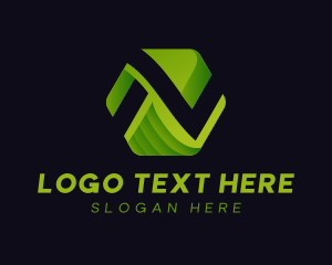 3D Hexagon Wave Business Letter N logo