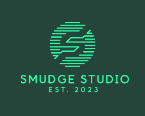 Futuristic Digital Letter S Studio logo design