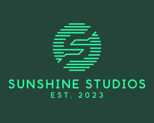 Futuristic Digital Letter S Studio logo design