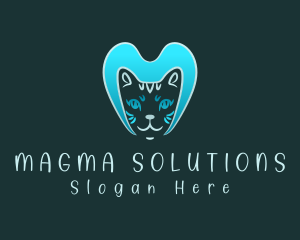 Blue Cat Letter M logo design