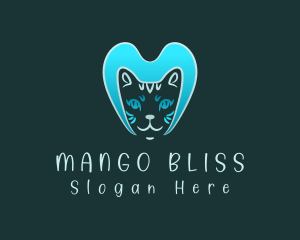 Blue Cat Letter M logo design