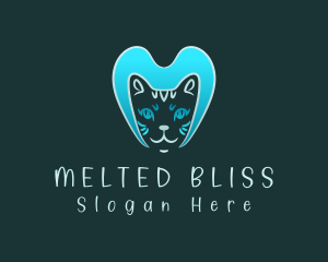 Blue Cat Letter M logo design