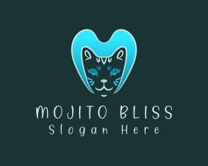 Blue Cat Letter M logo design