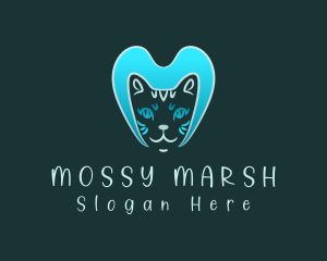 Blue Cat Letter M logo design