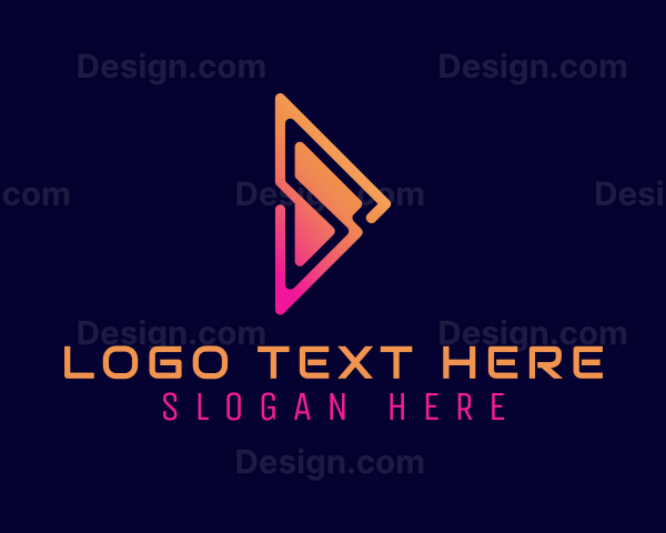 Futuristic Play Button Letter S Logo