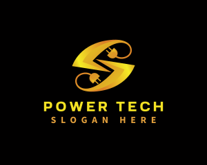 Plug Lightning Electricity Letter S Logo