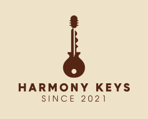 Brown Guitar Key  logo design