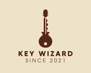 Brown Guitar Key  logo design