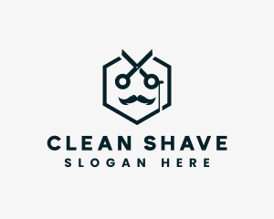 Scissor Mustache Grooming logo design