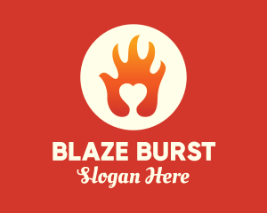 Burning Hand Heart logo design