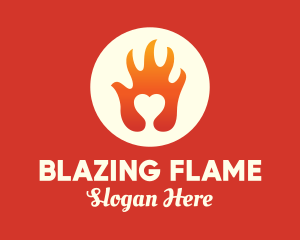 Burning Hand Heart logo design