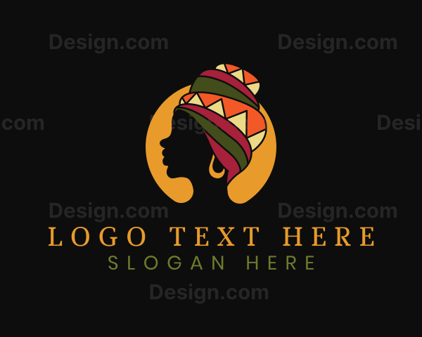 African Woman Turban Logo