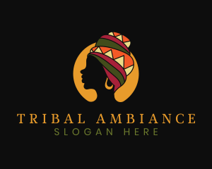 African Woman Turban logo design