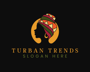 African Woman Turban logo design