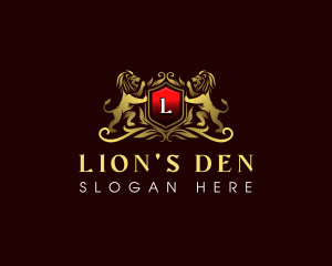 Luxury Lion Shield logo design