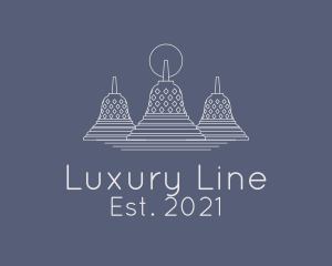 Borobudur Temple Line Art  logo design