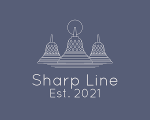 Borobudur Temple Line Art  logo design