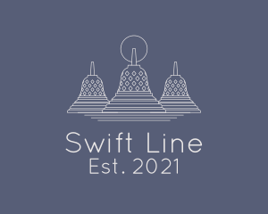 Borobudur Temple Line Art  logo design