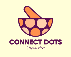 Fancy Dotted Mortar & Pestle logo design