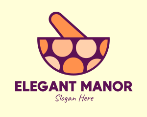 Fancy Dotted Mortar & Pestle logo design