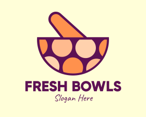 Fancy Dotted Mortar & Pestle logo design