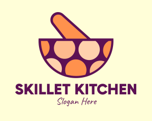 Fancy Dotted Mortar & Pestle logo design