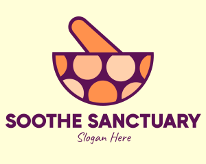 Fancy Dotted Mortar & Pestle logo design