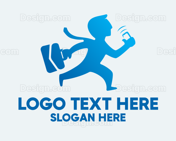 Blue Busy Businessman Logo