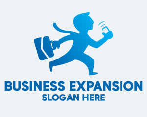 Blue Busy Businessman  logo