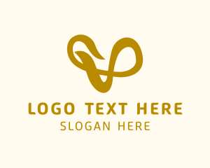 Ribbon Cursive Letter V logo