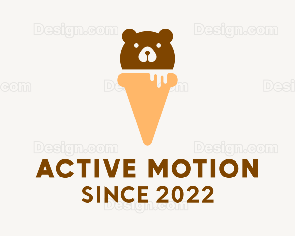 Cute Bear Ice Cream Logo