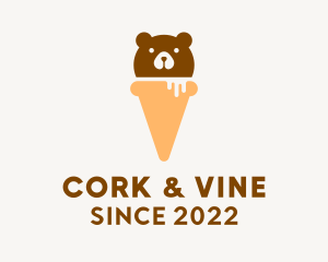 Cute Bear Ice Cream  logo design