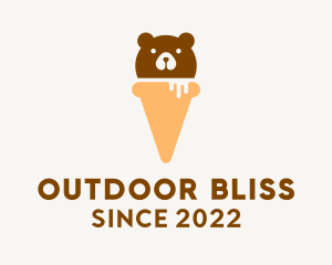 Cute Bear Ice Cream  logo design