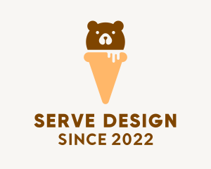 Cute Bear Ice Cream  logo design