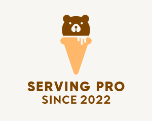 Cute Bear Ice Cream  logo design