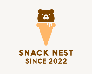 Cute Bear Ice Cream  logo design