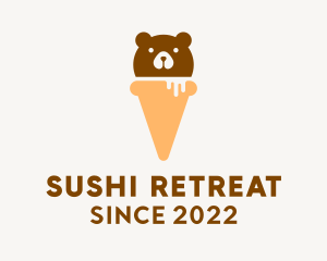 Cute Bear Ice Cream  logo design