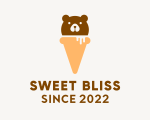 Cute Bear Ice Cream  logo design