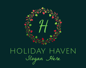 Holiday Christmas Wreath logo design