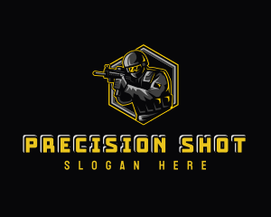 Soldier Shooting Rifle logo design