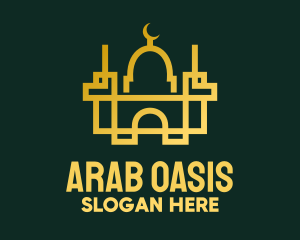 Geometric Golden Mosque logo design